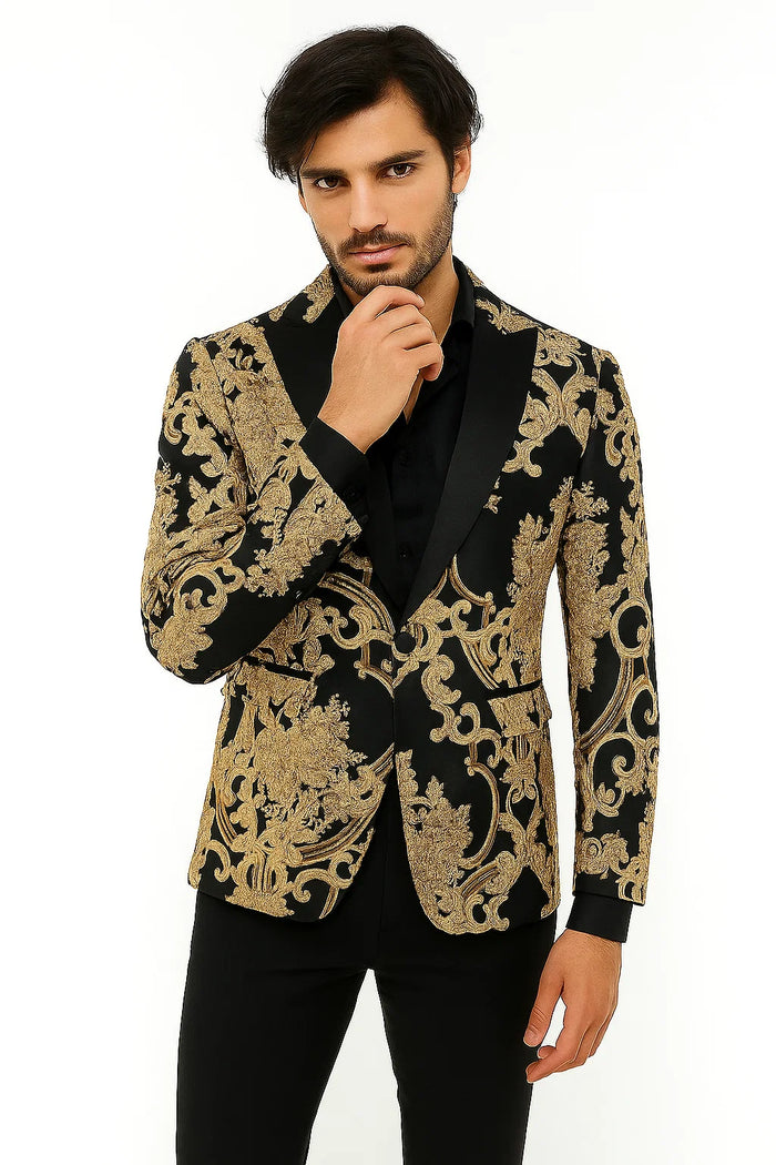 Black and Gold Prom Tuxedo