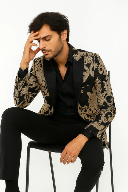 Black and Gold Prom Tuxedo