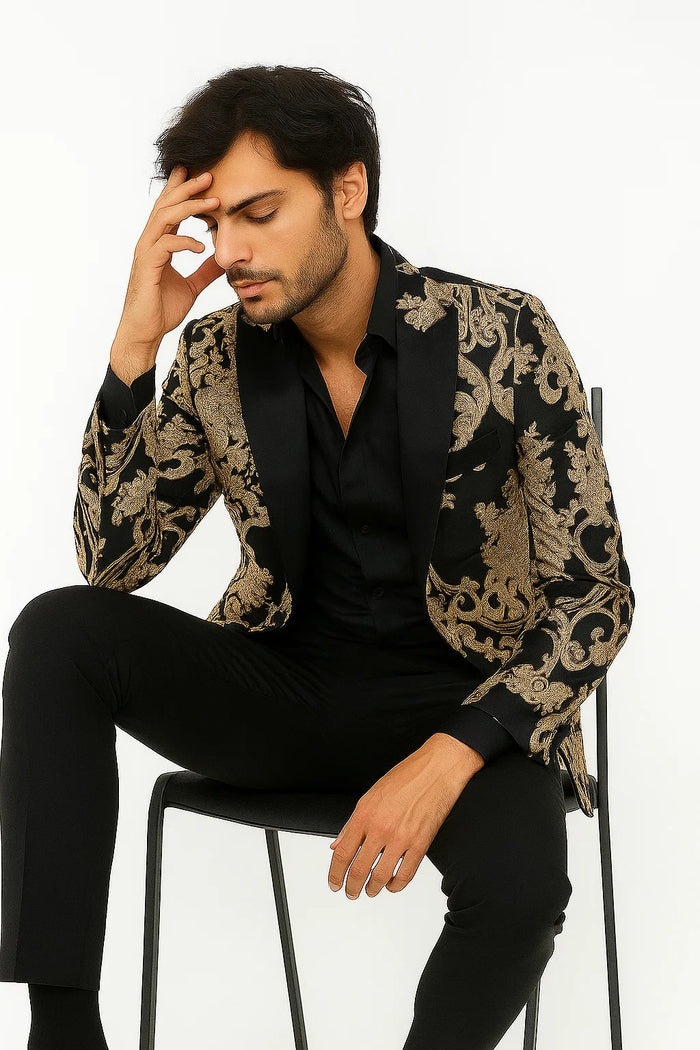 Black and Gold Prom Tuxedo