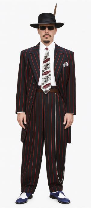 Black and Red Pinstripe Zoot Suit
