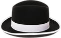 Gangster 100% Australian Wool Crushable Mens Fedora Hat - Removable Feather Gangster  Black/White Mens Fedora Hat