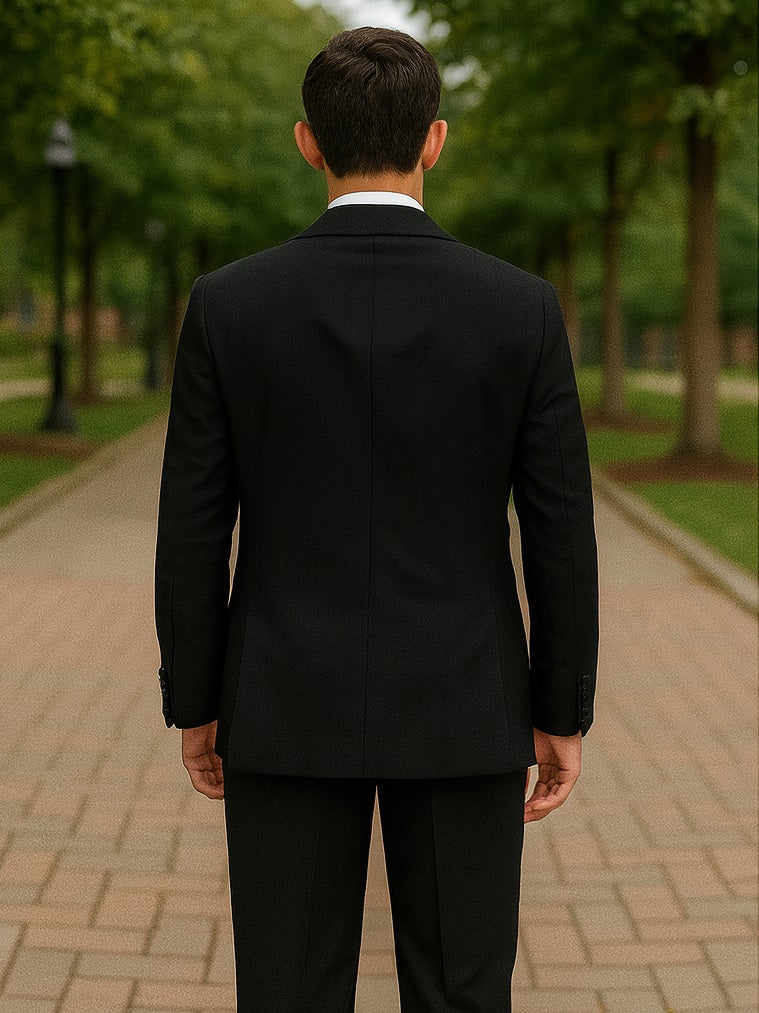 Black and White Prom Tuxedo - Perfect Wedding Suit Vested rhinestone sequin Lapelled - Image 4