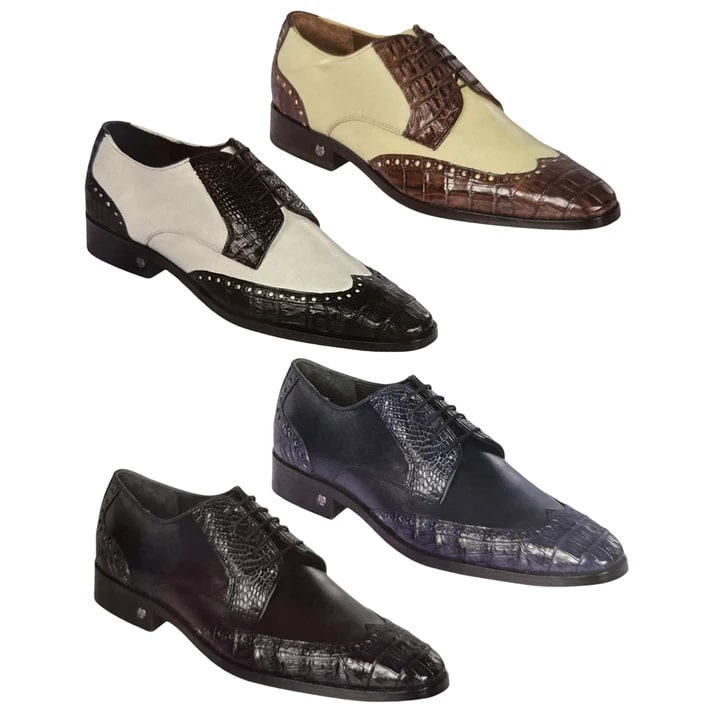 Lombardy Caiman Belly & Calfskin Wingtip Shoes — MensUSA display picture 3