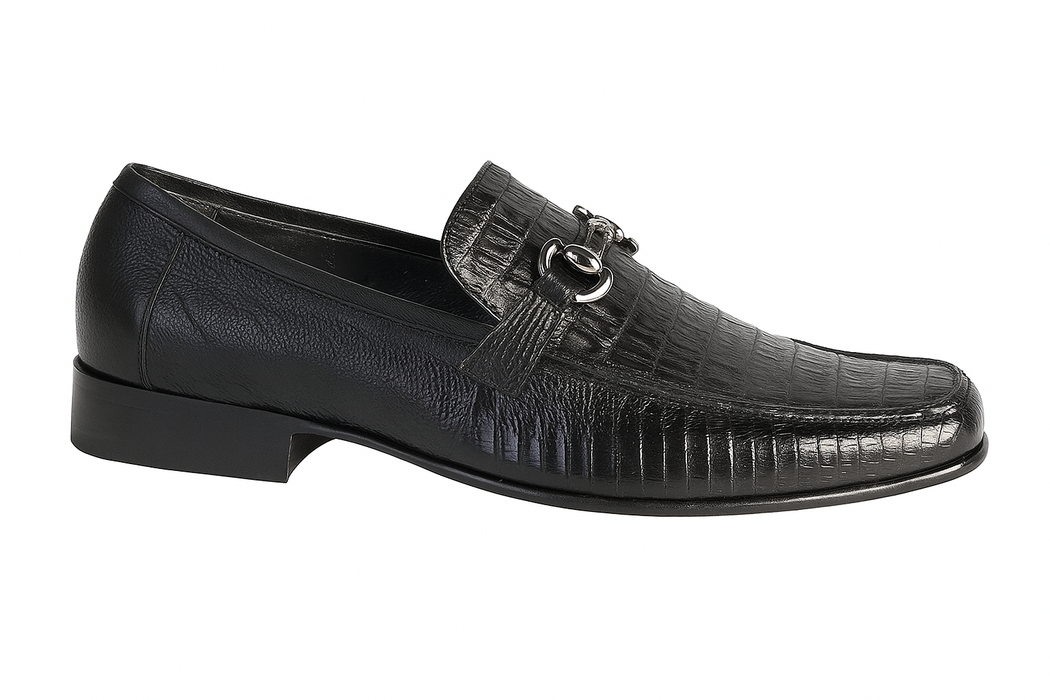 Mens Black Genuine Caiman Belly And Lizard Slip On By Los Altos