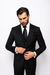 Suits With Baggy Pleated Pants - Wide Leg Pants 100% Wool - Classic Fit in Black Color by Rossiman