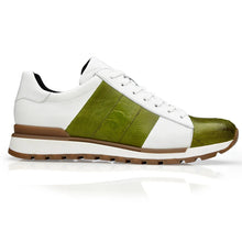 Belvedere Blake Calf & Ostrich Leg Dress Sneaker – Lime Green / White