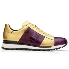 Belvedere Blake: Purple & Gold Genuine Ostrich Leather Loafers