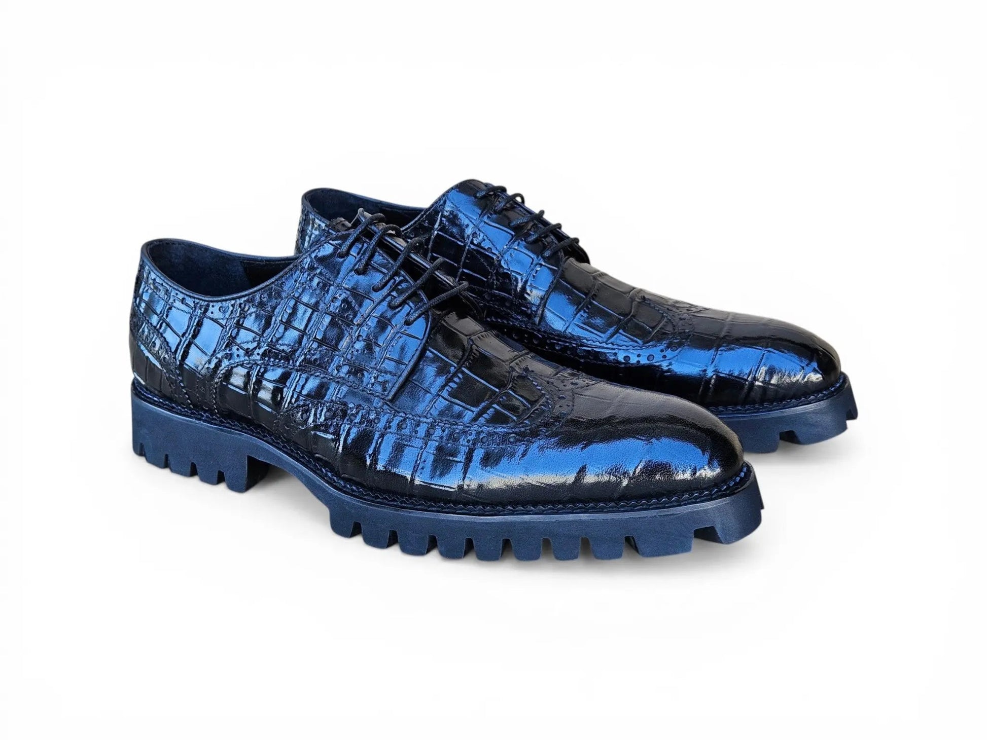 Carrucci Alligator Embossed Oxford Blucher - Luxury Dress Shoe
