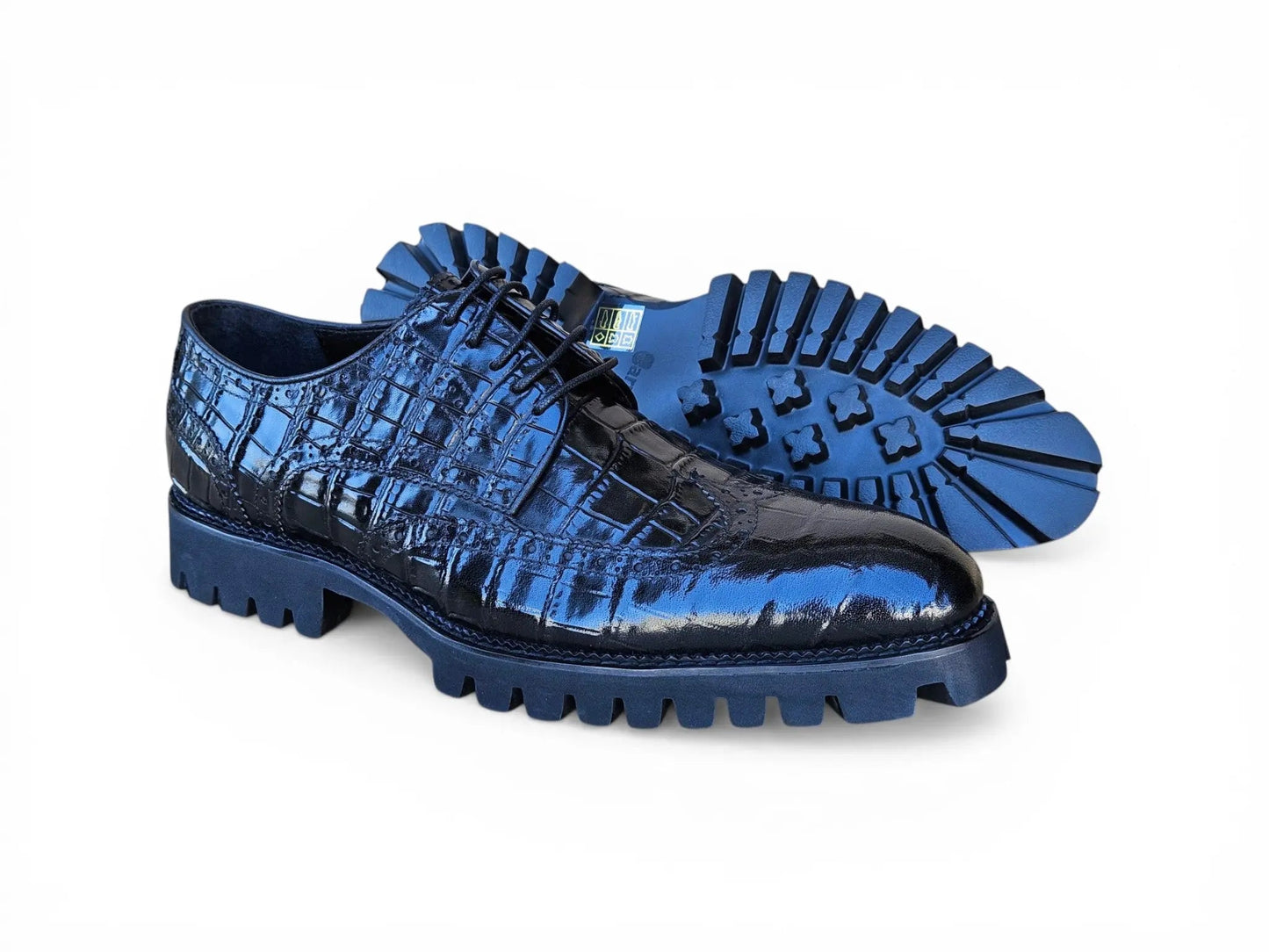 Carrucci Alligator Embossed Oxford Blucher - Luxury Dress Shoe