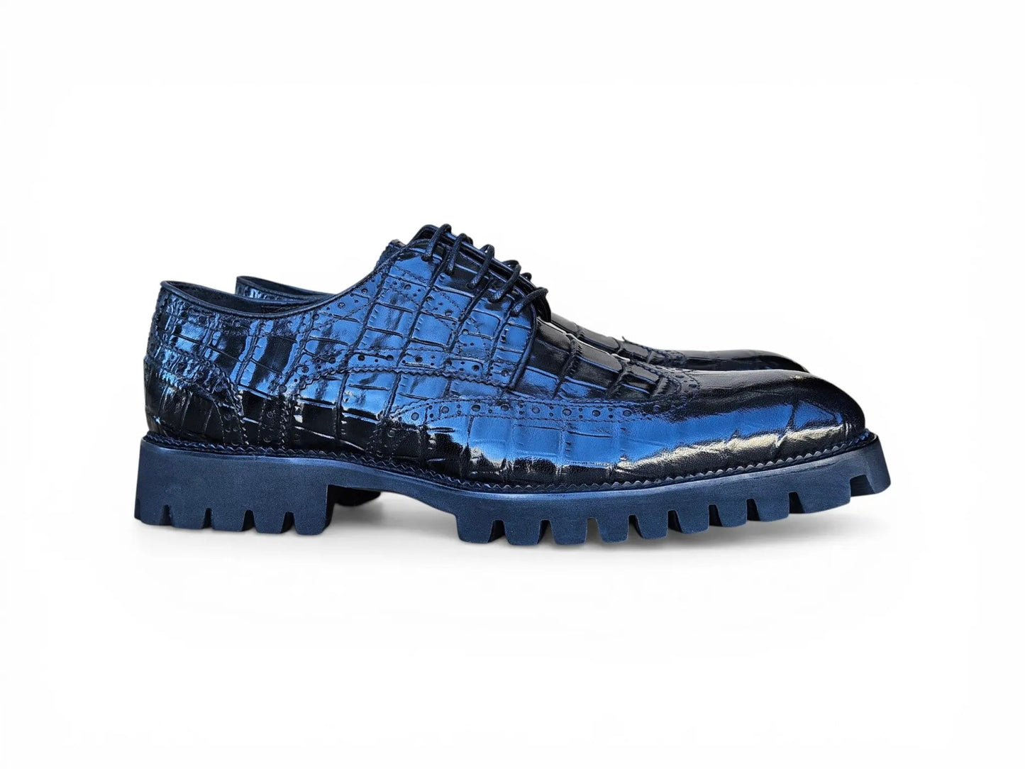 Carrucci Alligator Embossed Oxford Blucher - Luxury Dress Shoe