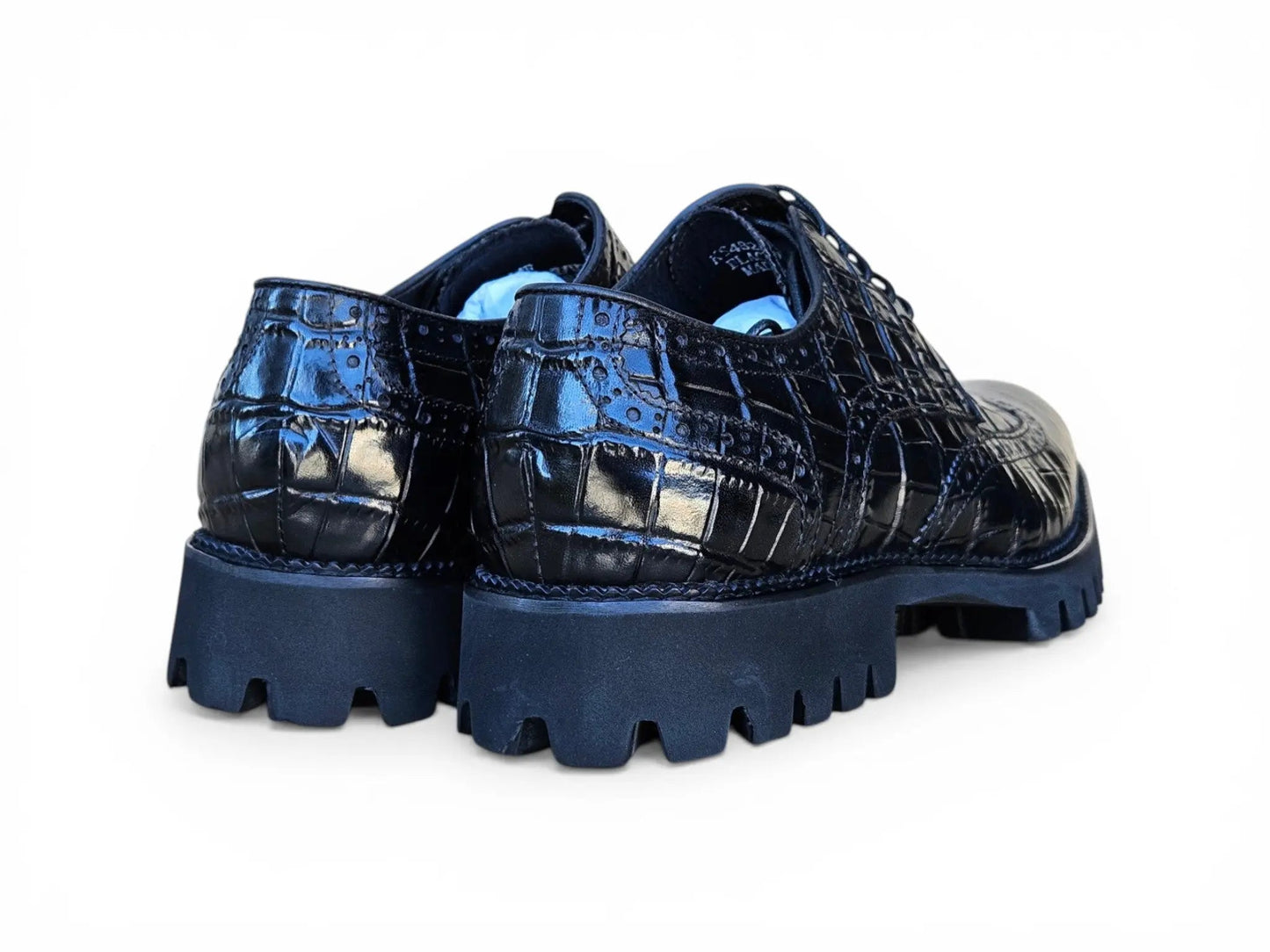 Carrucci Alligator Embossed Oxford Blucher - Luxury Dress Shoe
