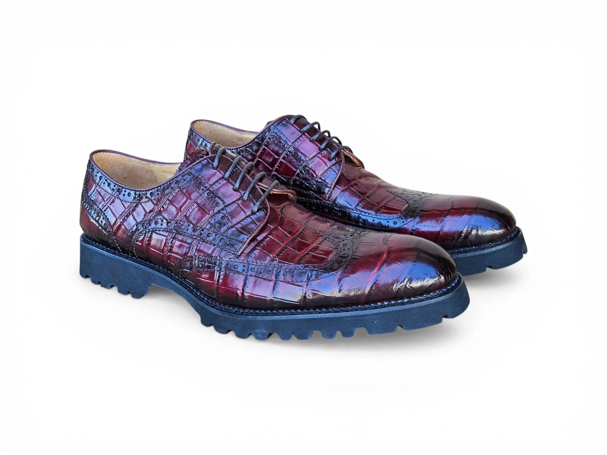 Carrucci Alligator Embossed Oxford Blucher - Luxury Dress Shoe