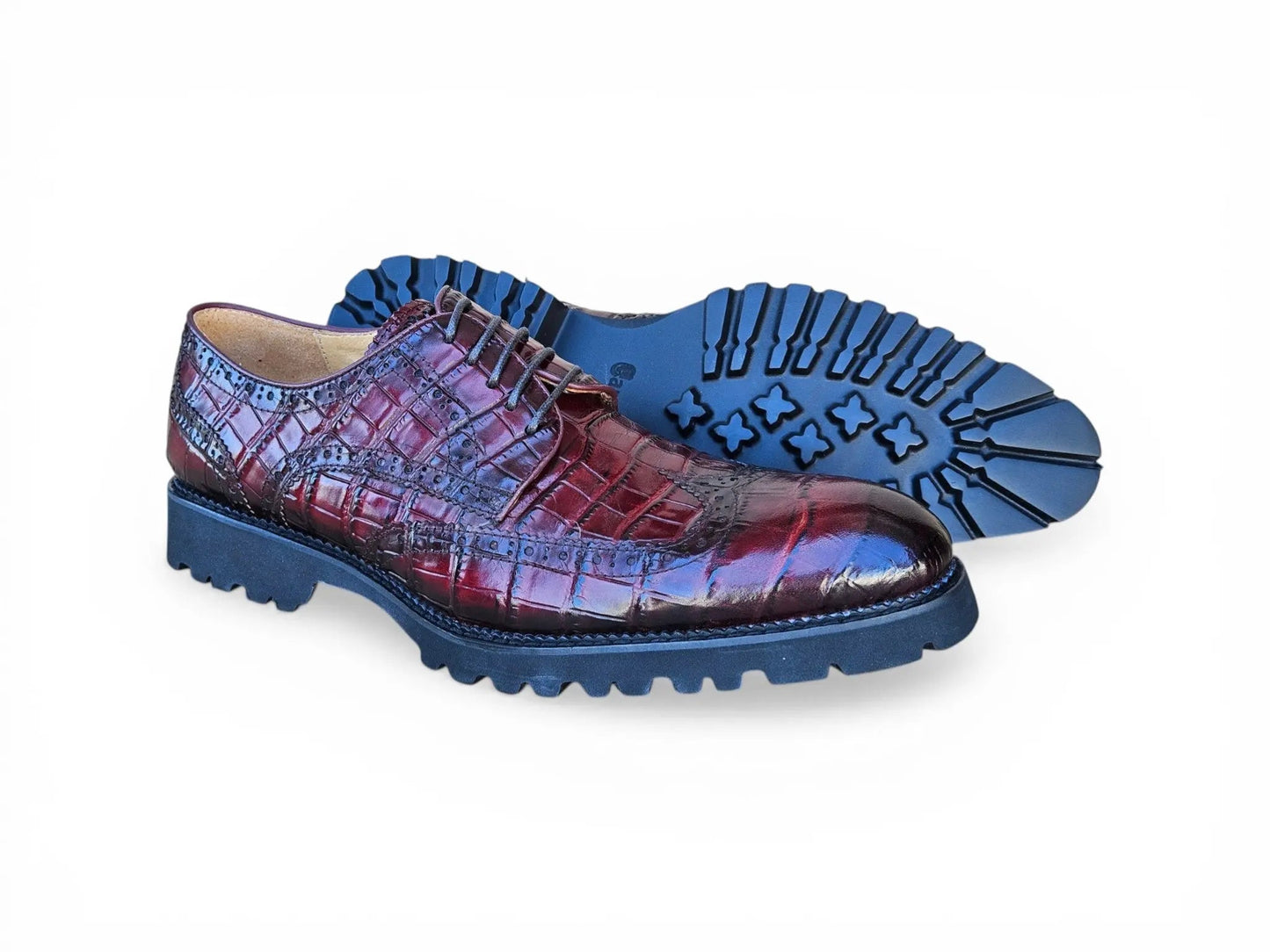 Carrucci Alligator Embossed Oxford Blucher - Luxury Dress Shoe