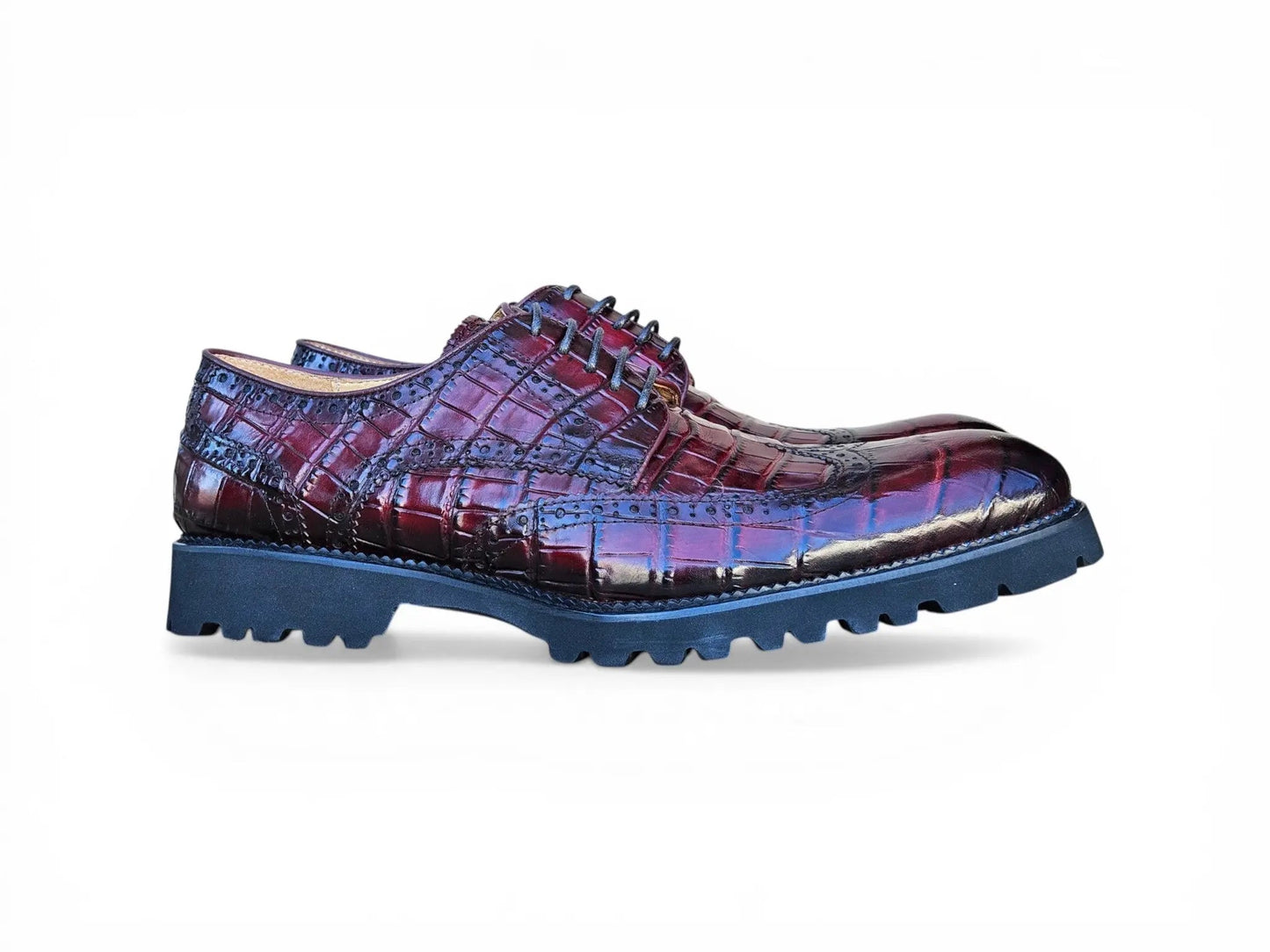 Carrucci Alligator Embossed Oxford Blucher - Luxury Dress Shoe