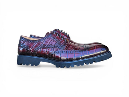 Carrucci Alligator Embossed Oxford Blucher - Luxury Dress Shoe