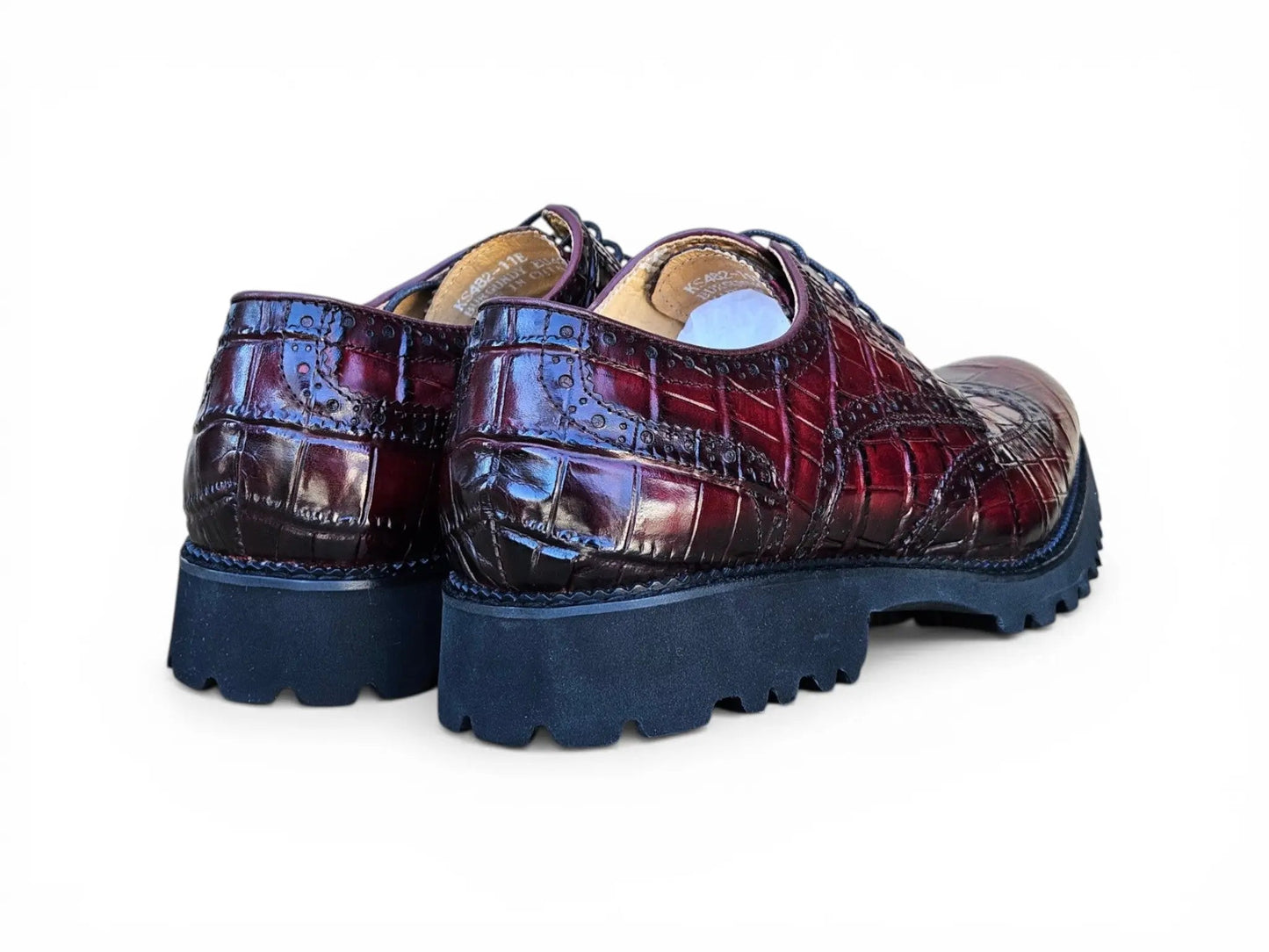 Carrucci Alligator Embossed Oxford Blucher - Luxury Dress Shoe