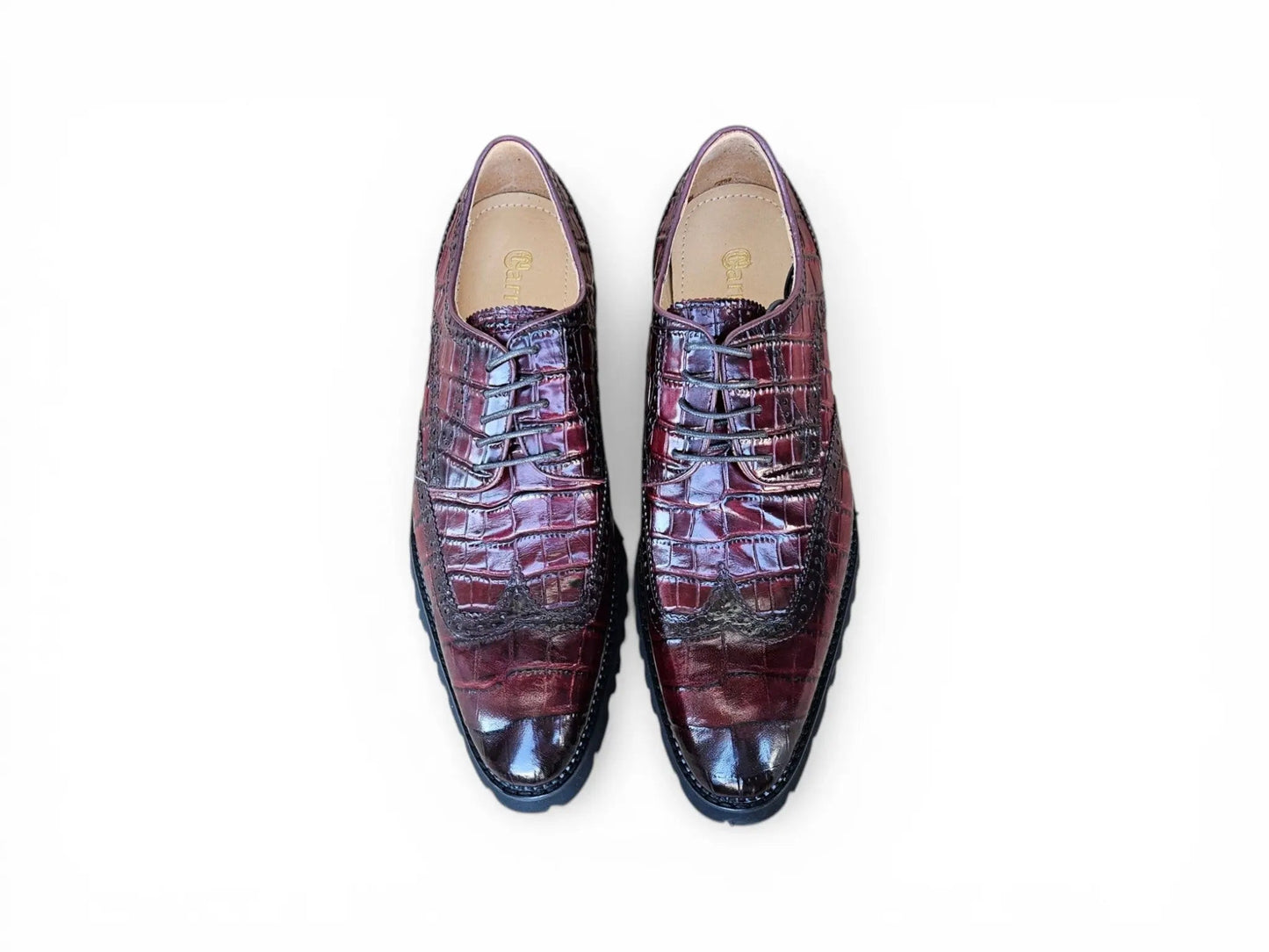 Carrucci Alligator Embossed Oxford Blucher - Luxury Dress Shoe