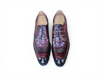 Carrucci Alligator Embossed Oxford Blucher - Luxury Dress Shoe