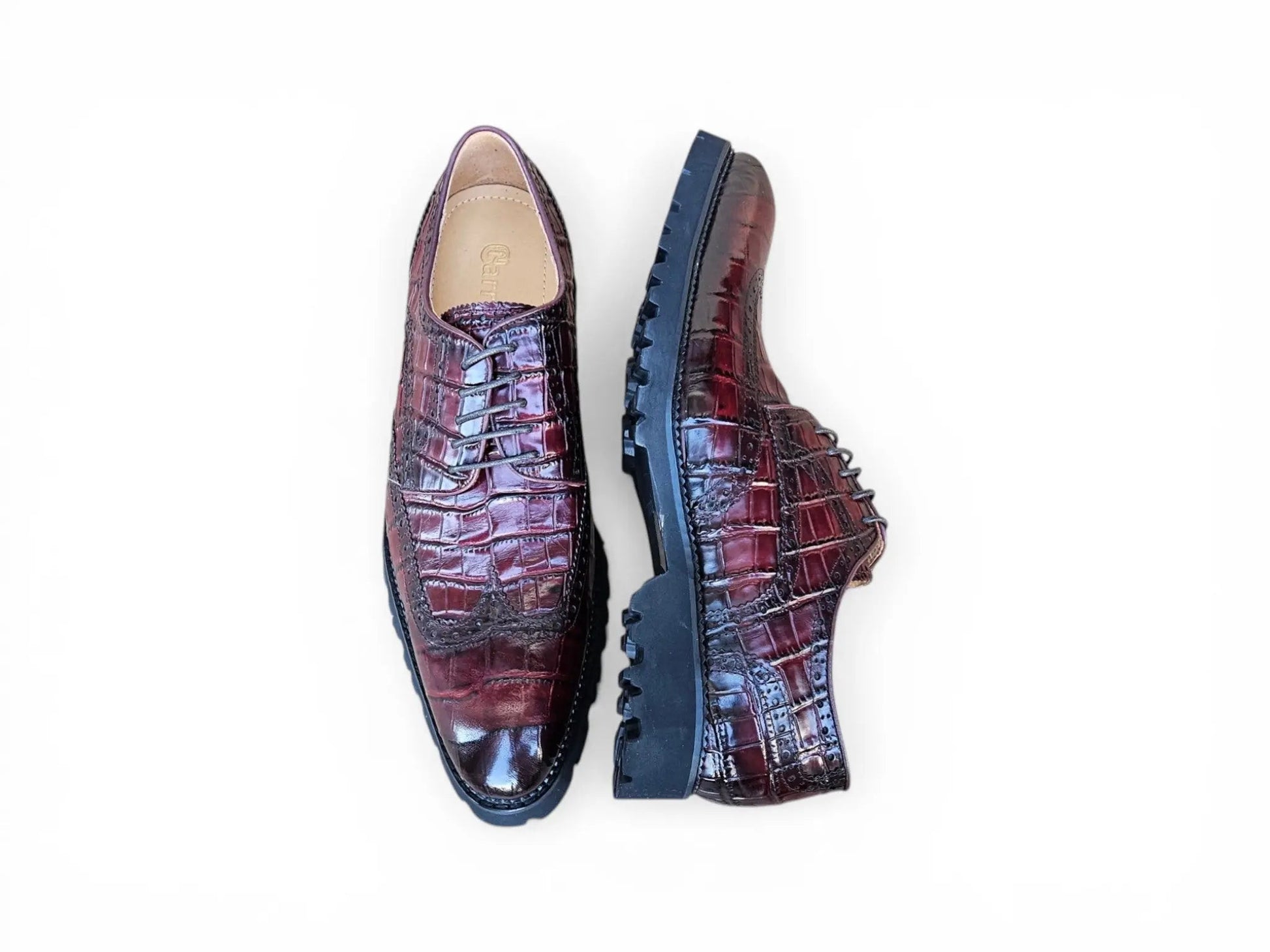 Carrucci Alligator Embossed Oxford Blucher - Luxury Dress Shoe