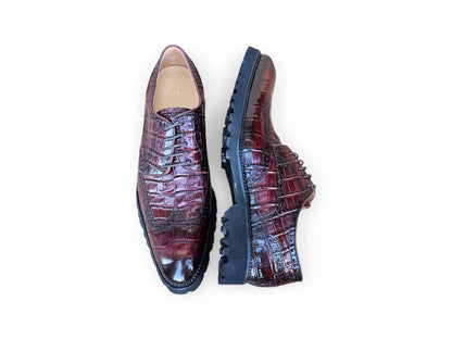 Carrucci Alligator Embossed Oxford Blucher - Luxury Dress Shoe