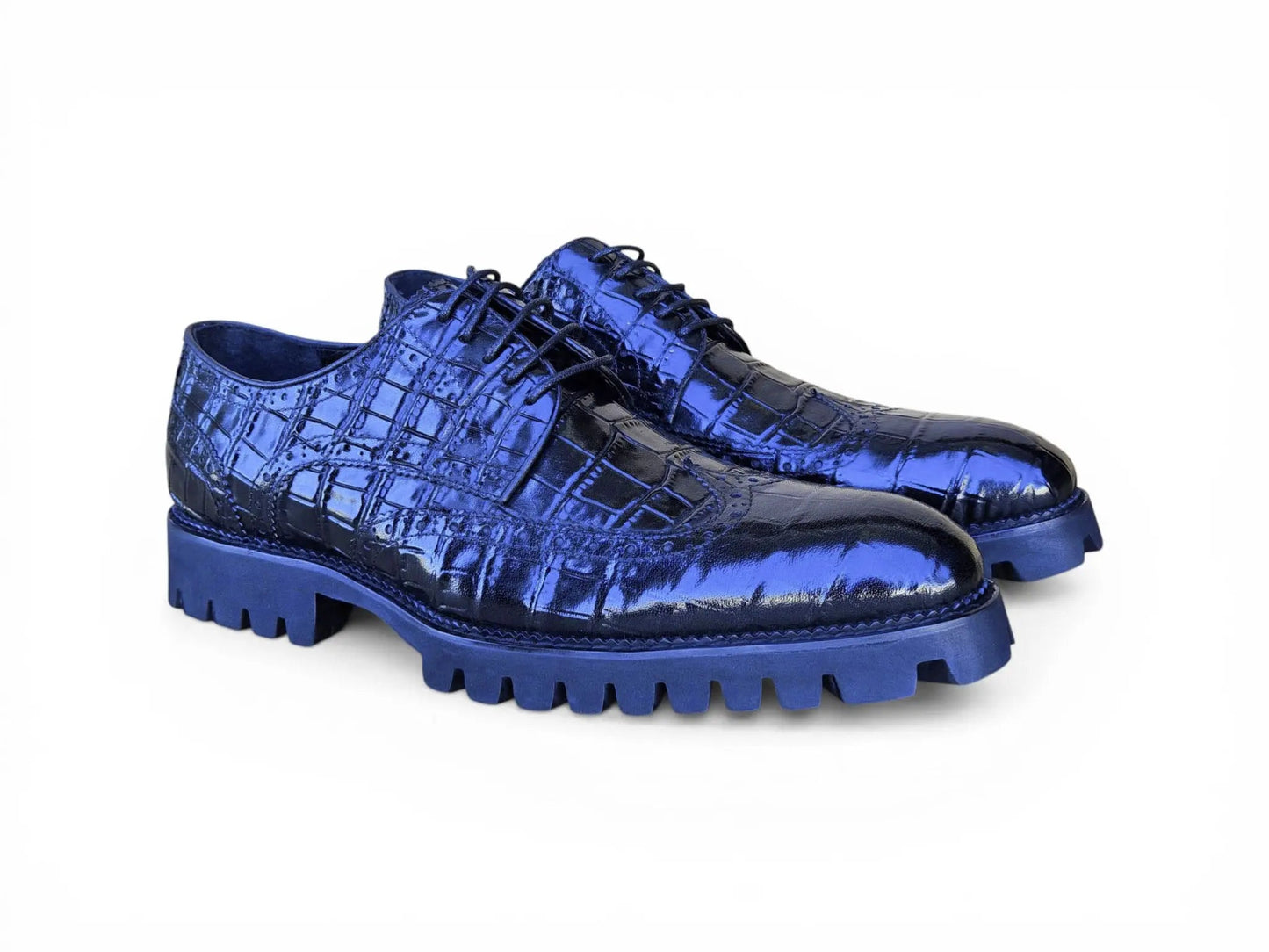 Carrucci Alligator Embossed Oxford Blucher - Luxury Dress Shoe