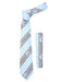 Microfiber Floral Striped Baby Blue Fashionable NeckTie And Hankie Set - Men's Neck Ties - Mens Dress Tie - Trendy Mens Ties