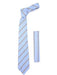 Fashionable Microfiber Striped Baby Blue NeckTie And Hankie Set - Men's Neck Ties - Mens Dress Tie - Trendy Mens Ties