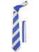 Microfiber Fashionable Striped NeckTie And Hankie Set Blue Beige- Men's Neck Ties - Mens Dress Tie - Trendy Mens Ties