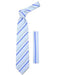 Men's Microfiber Grey Striped Fashionable Sky Blue NeckTie With Hankie Set - Men's Neck Ties - Mens Dress Tie - Trendy Mens Ties