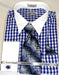 Blue Gingham Plaid Colorful Men'S Dress Shirt