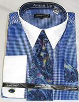 Blue Houndsiooth Colorful Men'S Dress Shirt