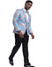 Blue & Pink Slim Fit Tuxedo Dinner Jacket For Men