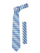 Blue Silver Striped Design NeckTie And Hankie Set- Men's Neck Ties - Mens Dress Tie - Trendy Mens Ties