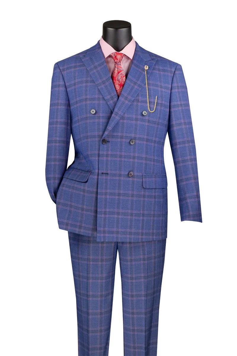 Plaid ~ Window Pane Double Breasted Suit Black main image 0