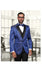 Blue Paisley Jacket Mens Swirl Paisley Prom Tuxedo in Royal Blue & Black