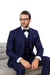 Peak Lapel Double Breasted Vest Classic Fit 3 Piece Wide Leg, Pure Suit & Vest  Saphire - Indigo -   Cobalt Blue