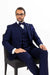 Peak Lapel Double Breasted Vest Classic Fit 3 Piece Wide Leg, Pure Suit & Vest  Saphire - Indigo -   Cobalt Blue