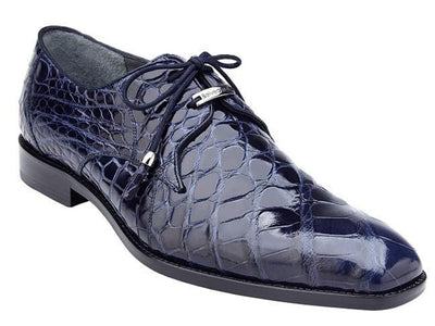 Belvedere Blue Alligator Shoes Men Italian Lace Up Lago
