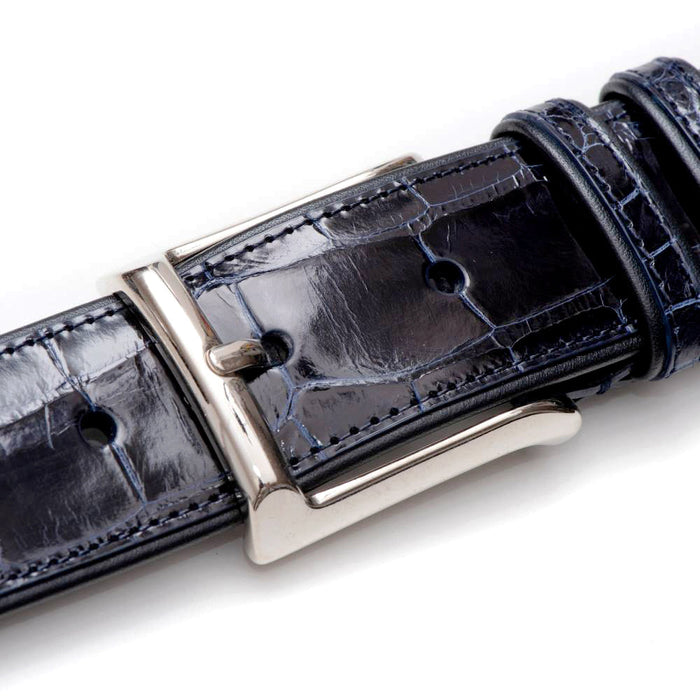 Genuine Alligator Mens Blue Belt - Mezlan Brand