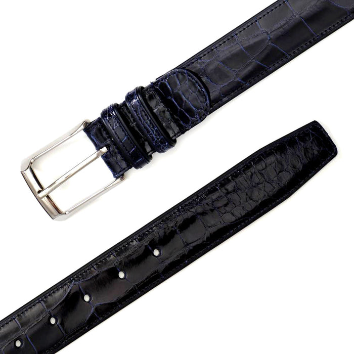 Genuine Alligator Mens Blue Belt - Mezlan Brand