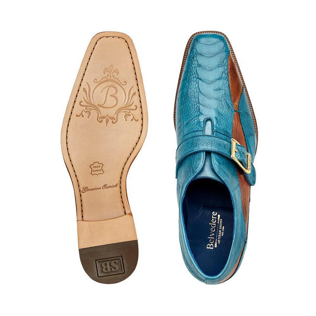 Belvedere Mens Blue Ostrich Leg Leather Shoes Marte - Image 3