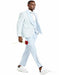 Blue Wedding Tuxedo - Men's One Button Vested Honeycomb Lace Design Sky Blue Wedding Prom Tuxedo
