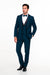 Teal Blue Slim Fit Tuxedo 3 Piece with Satin Shawl Collar Vest