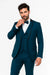 Teal Blue Slim Fit Tuxedo 3 Piece with Satin Shawl Collar Vest