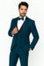 Teal Blue Slim Fit Tuxedo 3 Piece with Satin Shawl Collar Vest