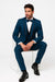 Teal Blue Slim Fit Tuxedo 3 Piece with Satin Shawl Collar Vest