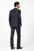 Classic Wool Fabric Fit - Pleated Pants - Peak Lapel With Double Breasted Vest - Athletic Fit Dark Navy with Blue Stripe Mens Suit