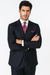 Classic Wool Fabric Fit - Pleated Pant - Peak Lapel With Double Breasted Vest - Athletic Fit Dark Navy with Blue Stripe Mens Suit