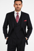 Classic Wool Fabric Fit - Pleated Pant - Peak Lapel With Double Breasted Vest - Athletic Fit Dark Navy with Blue Stripe Mens Suit