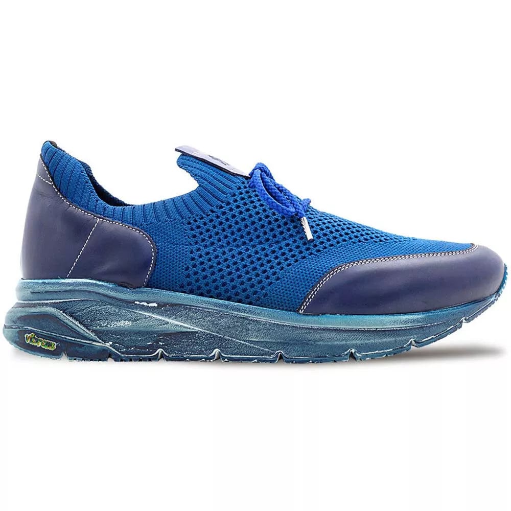 Mens Exotic Sneakers - Alligator Sneakers By Brand in Color Blue - Image 2